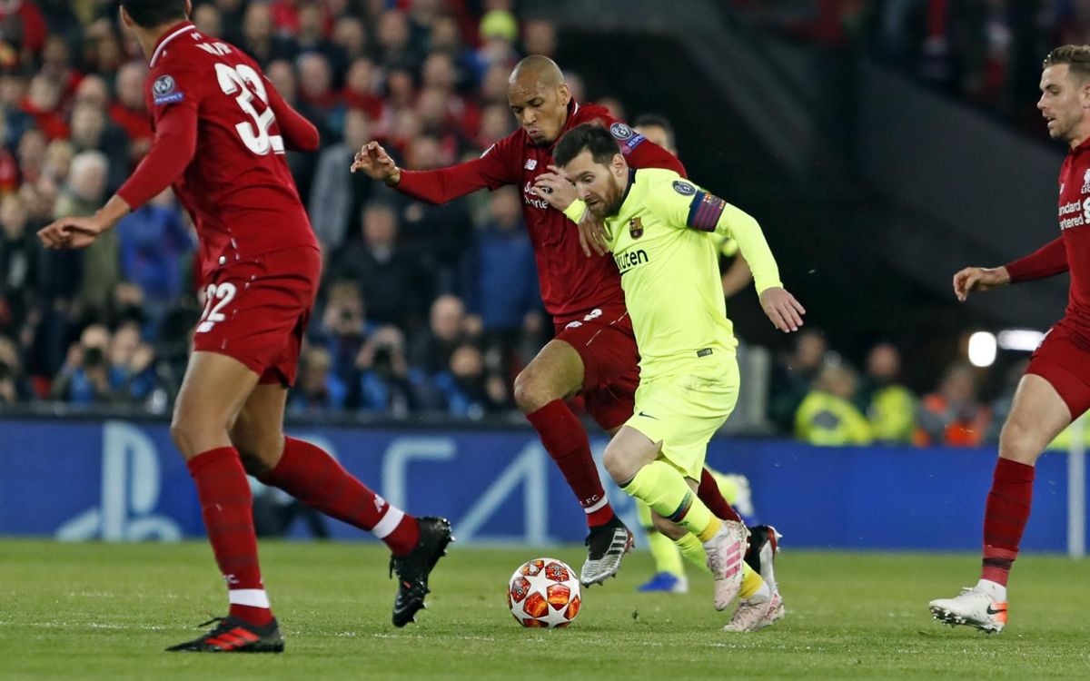 Leo Messi in action at Anfield against Liverpool - MIGUEL RUIZ-FCB