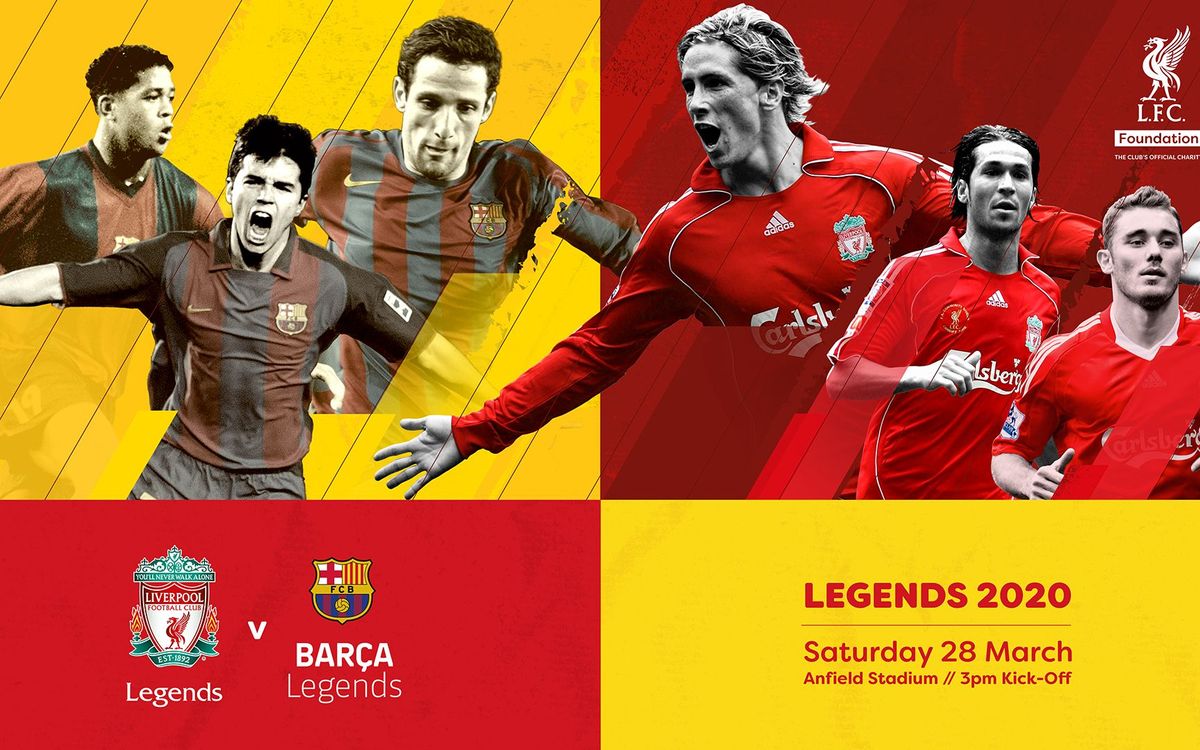 Barça Legends will face Liverpool FC Legends on Saturday 28 March at Anfield