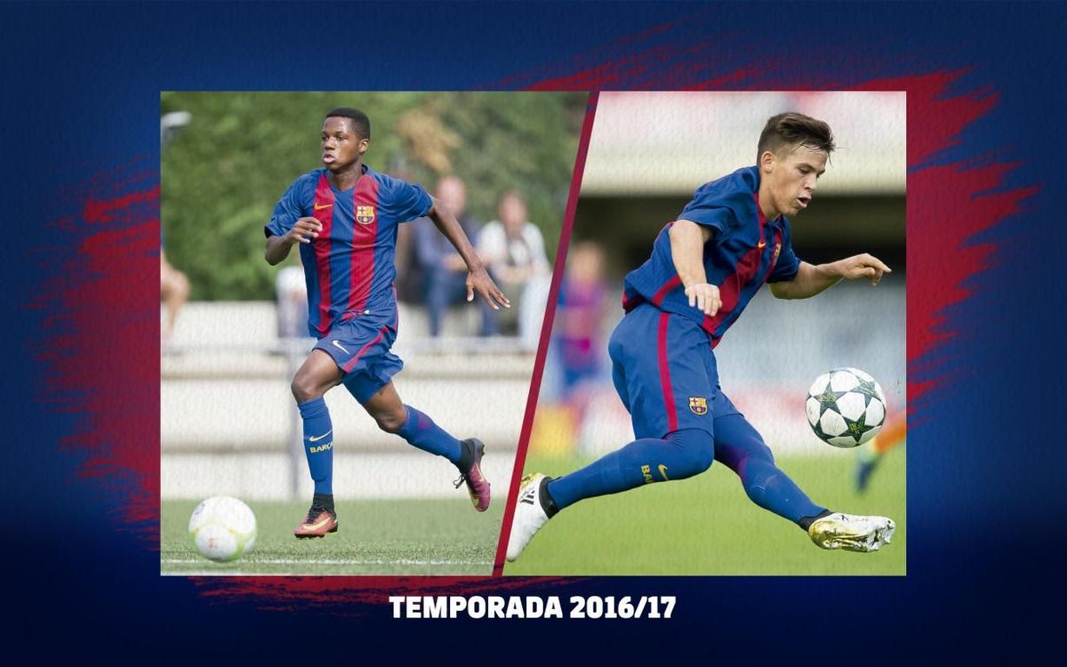 Ansu Fati i Carles Pérez, durant la temporada 2016/17.