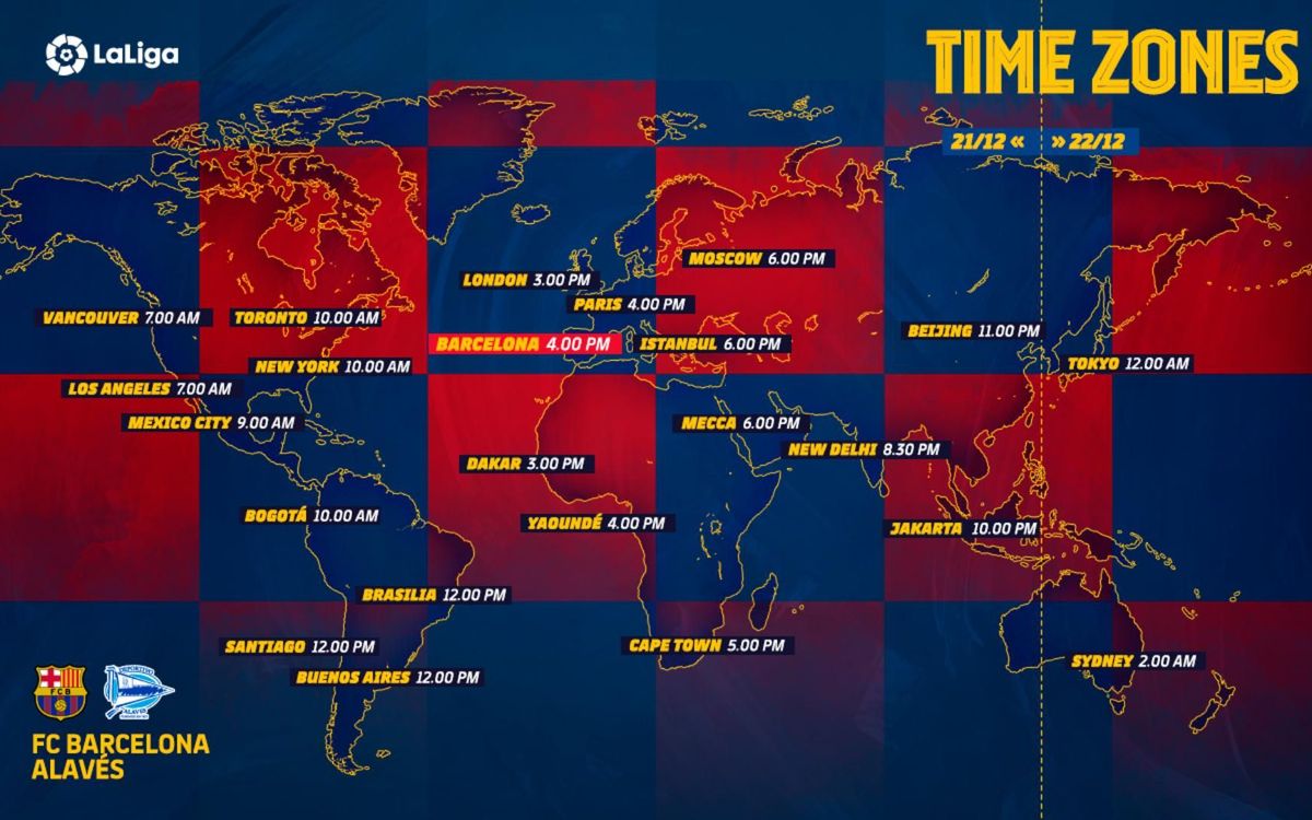 Les horaires de Barça - Alavés dans le monde entier