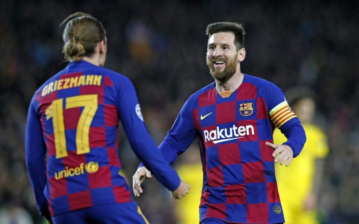 Messi i Griezmann celebren un gol a la Lliga de Campions.