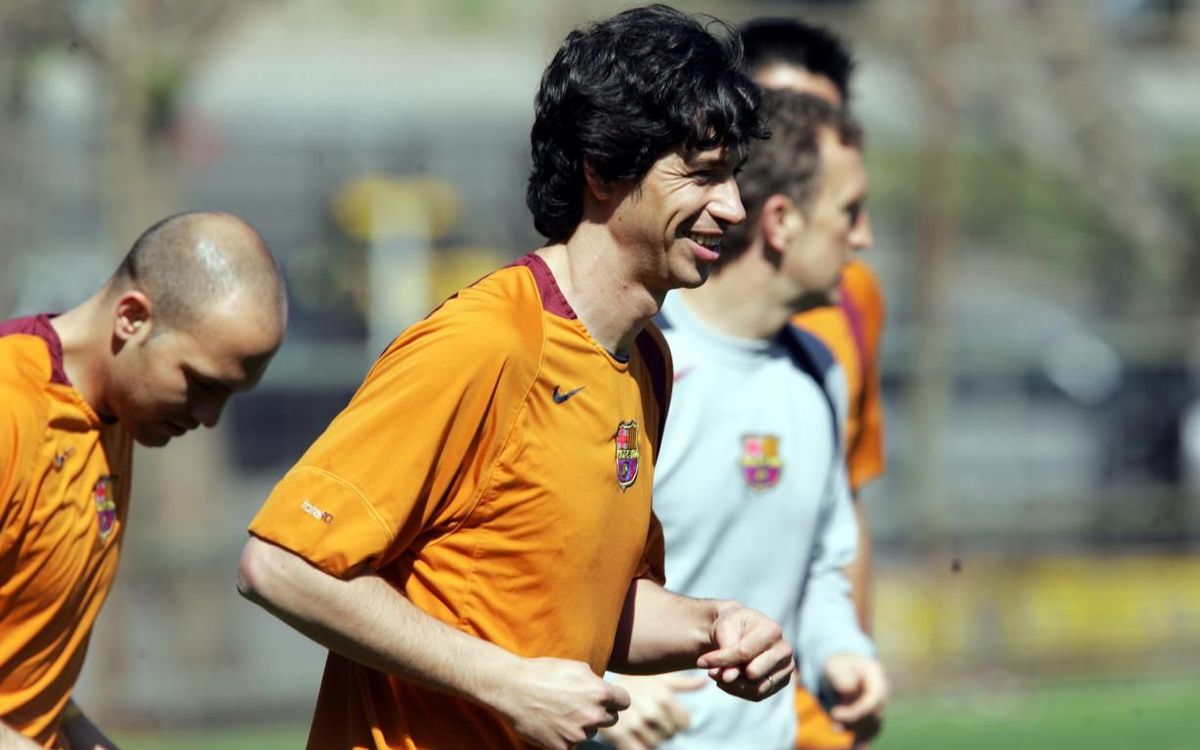 Albertini, durante un entrenamiento como jugador del Barça.