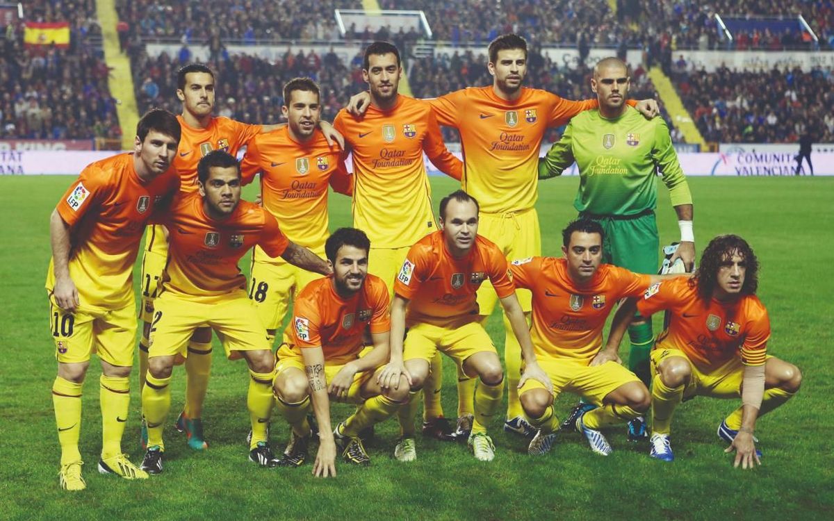 Onze del FC Barcelona a camp del Llevant, la temporada 2012/13, dia en què van haver-hi onze jugadors de casa alhora sobre la gespa.