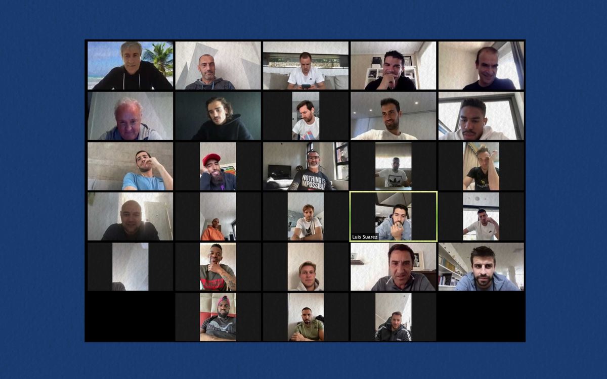 Videollamada del primer equipo del FC Barcelona