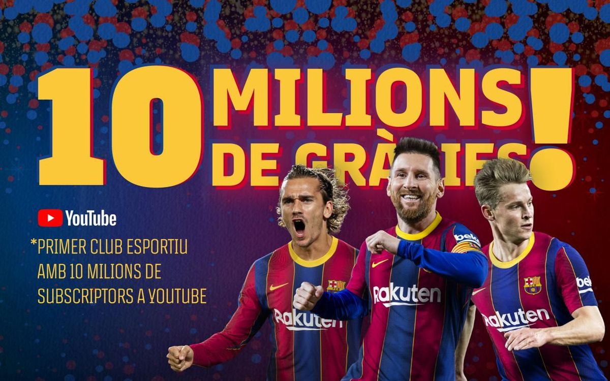 El FC Barcelona, primer club esportiu del món que supera els 10 milions de subscriptors a Youtube