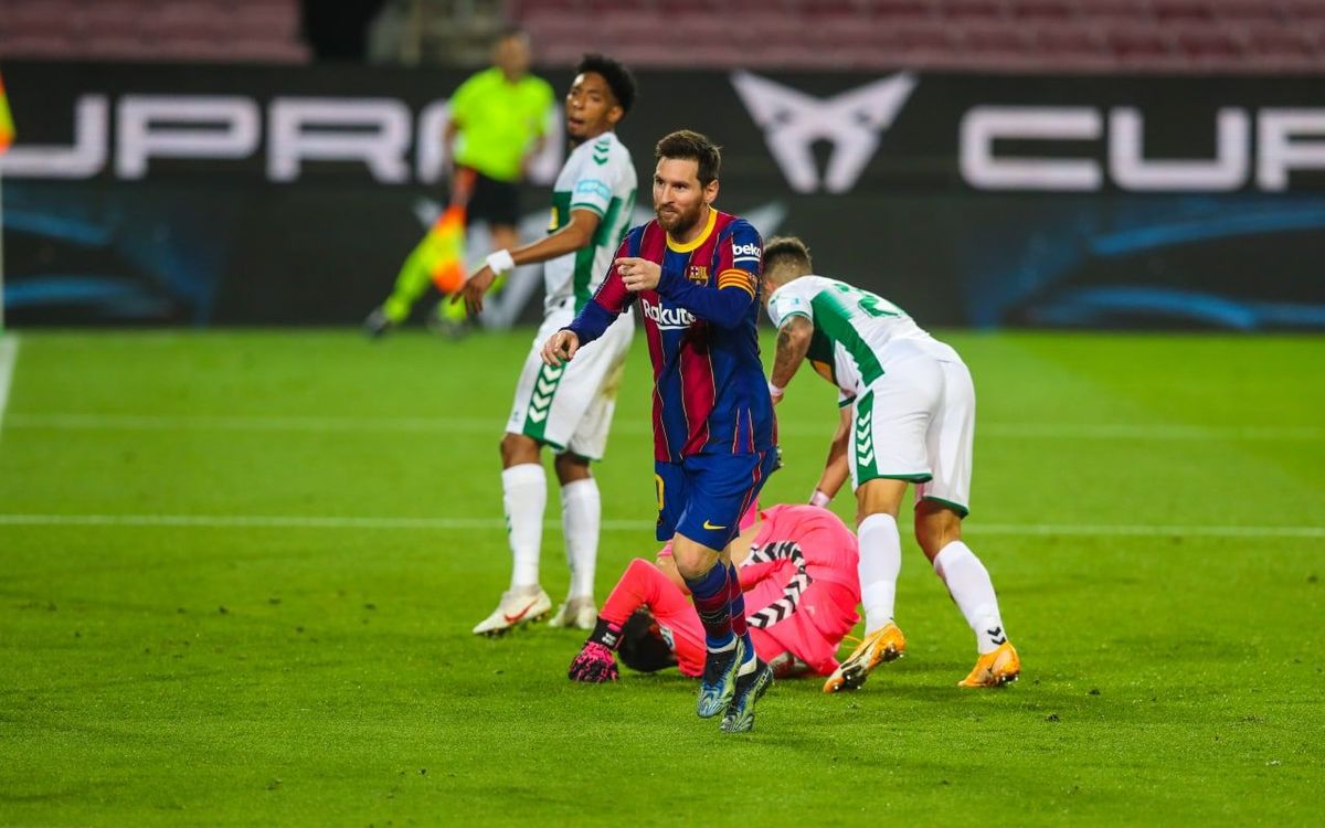 FC Barcelona - Elche: Messi lidera la reacción (3-0)