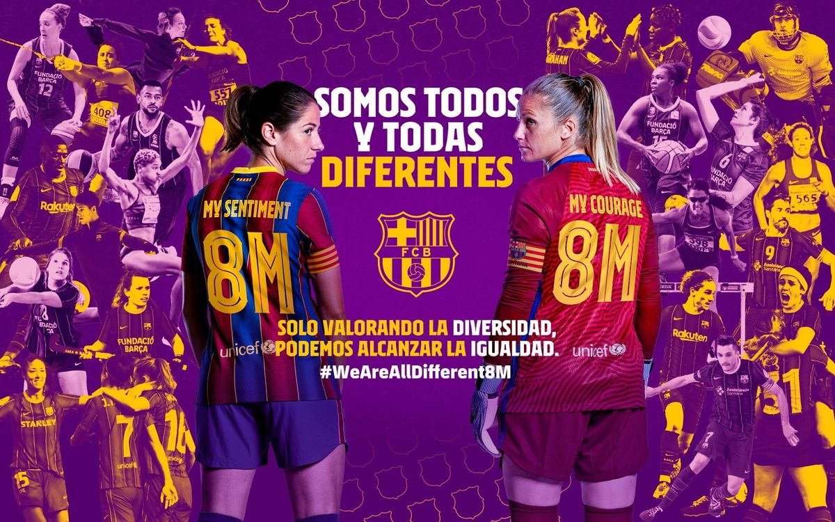 Las jugadoras y jugadores del Barça defienden la diversidad con motivo del Día Internacional de la Mujer