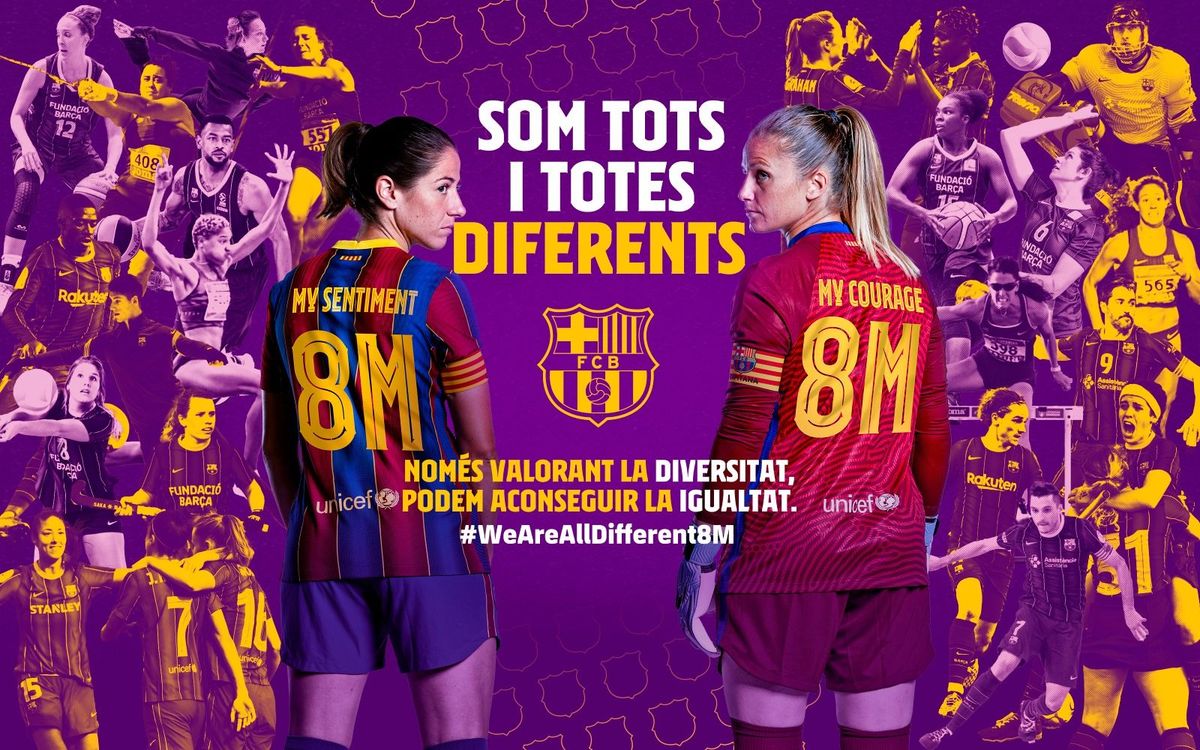 Les jugadores i els jugadors del Barça defensen la diversitat amb motiu del Dia Internacional de la Dona