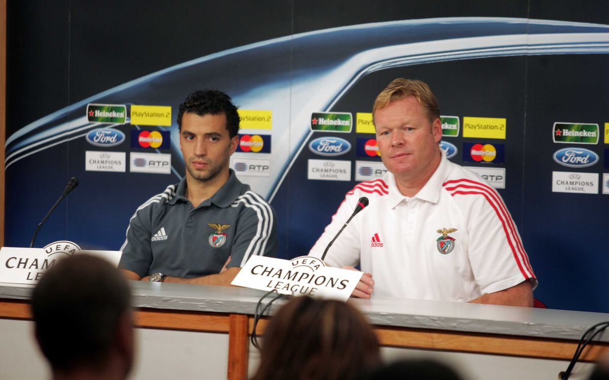 Koeman and Simao featured in the 2006 Benfica v Barça pre-match press conference