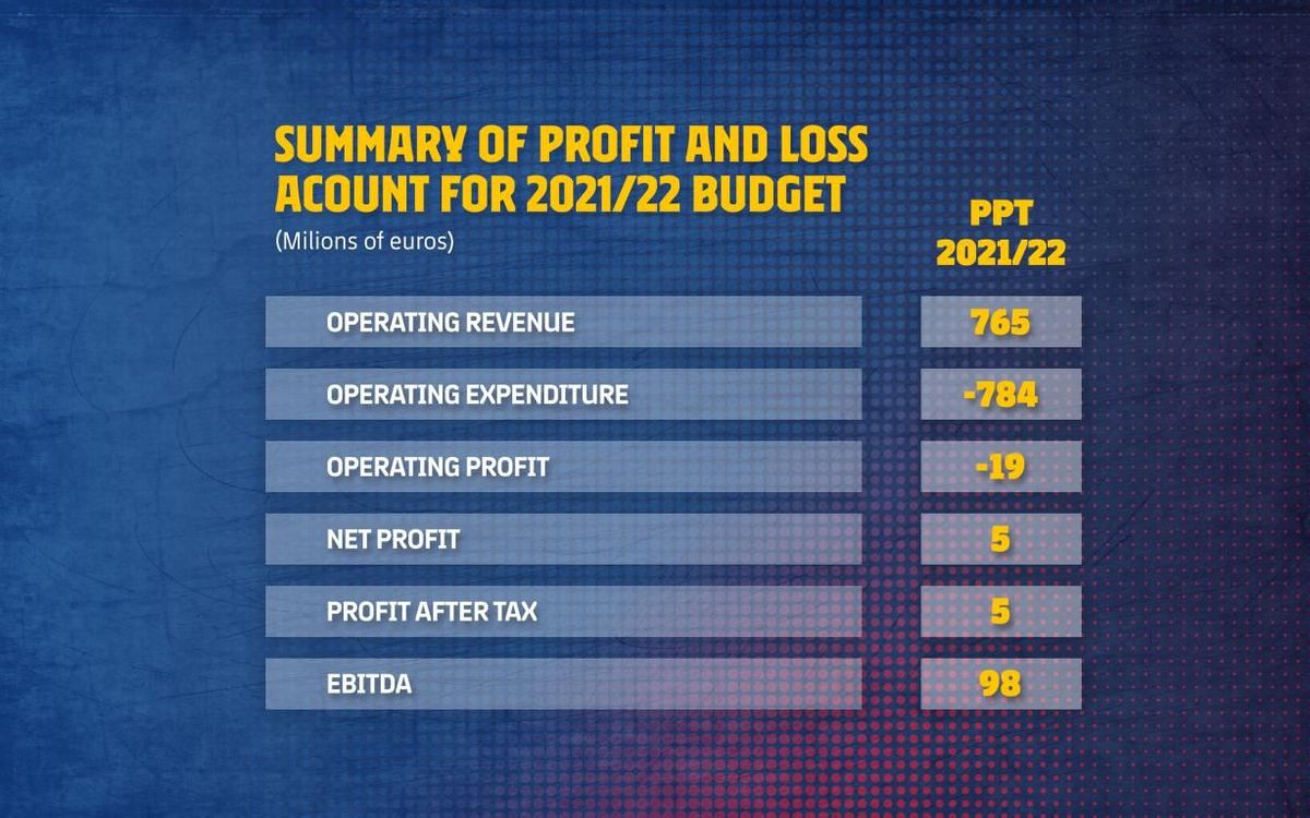 Summary of profit and loss account for 2021/22 budget