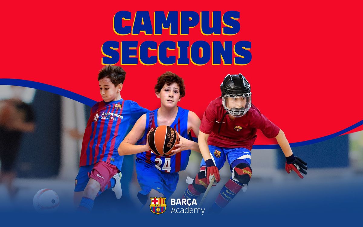 Disfruta de los campus de verano de la Barça Escola de fútbol sala, baloncesto y hockey patines