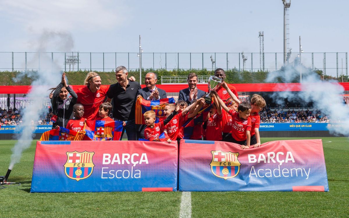 Barça Escola Barcelona and Camps Italia trophy winners at the Barça Academy World Cup 2022
