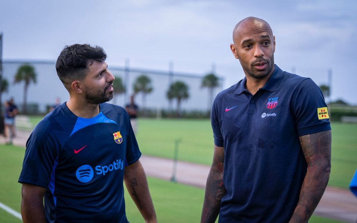 Agüero and Henry together at the training session.