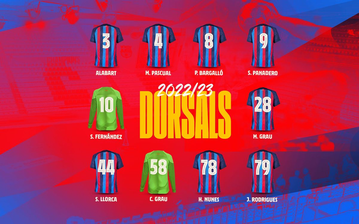 Los dorsales del Barça de hockey 2022/23