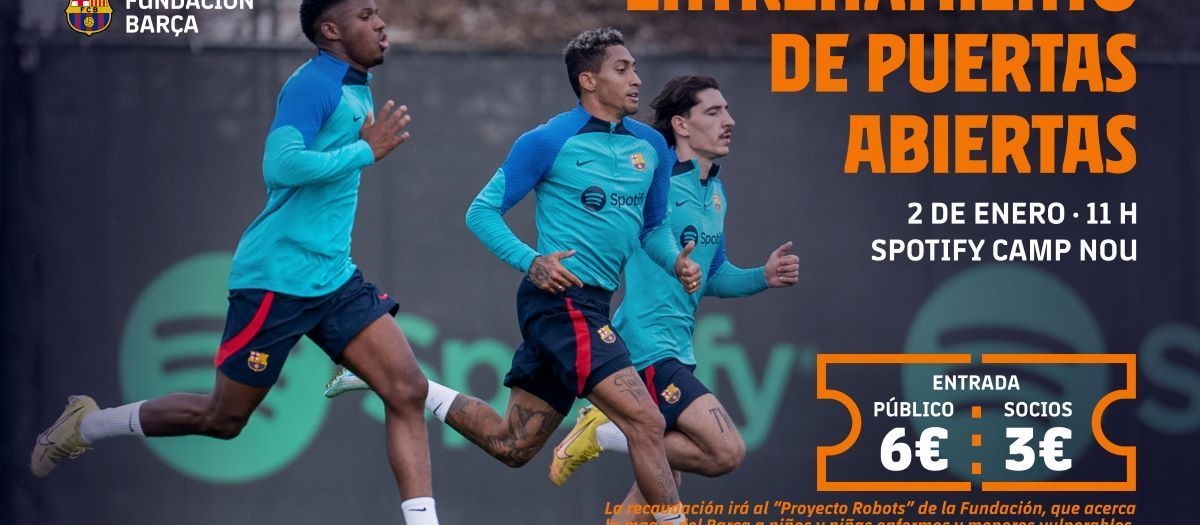 El Spotify Camp Nou acogerá el próximo 2 de enero el tradicional entrenamiento de puertas abiertas organizado por la Fundació FC Barcelona