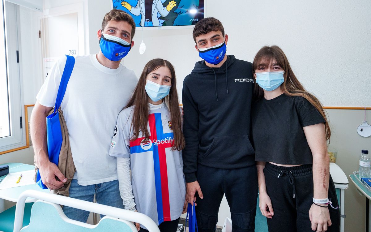 The first team players visit children in hospitals during the festive period