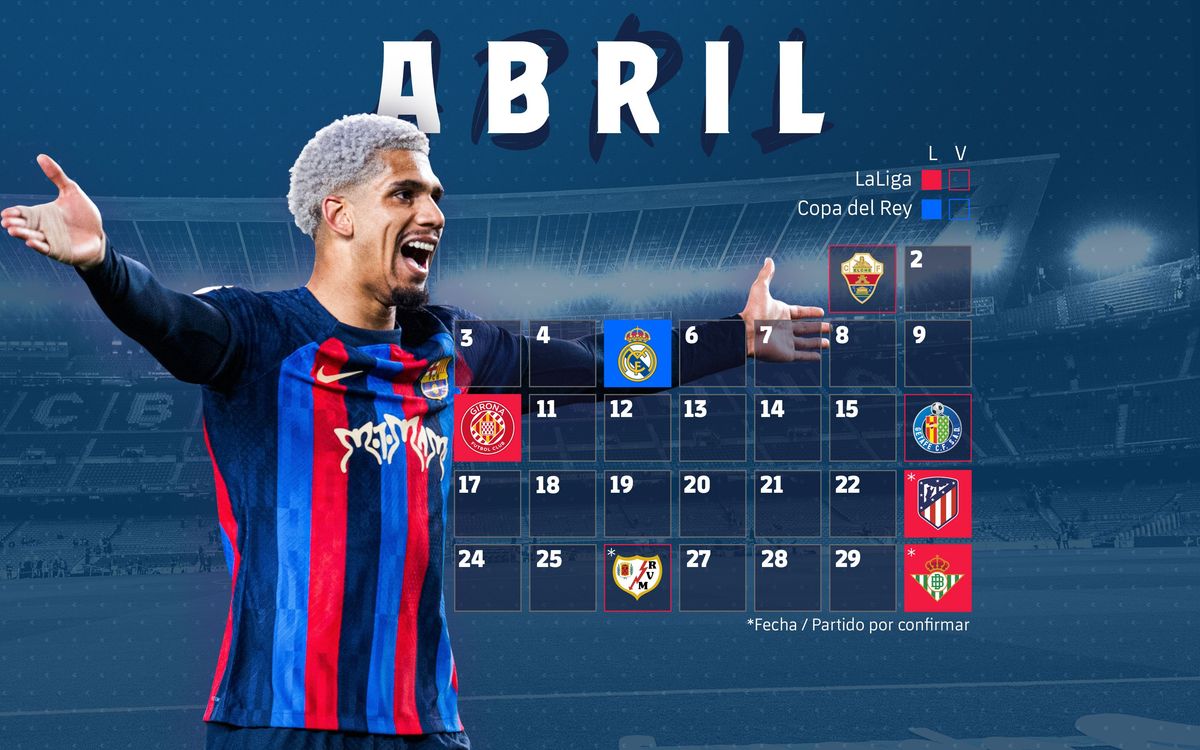 El calendari del mes d'abril del Barça.