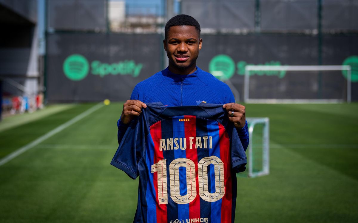 Ansu Fati celebrates 100th game for FC Barcelona