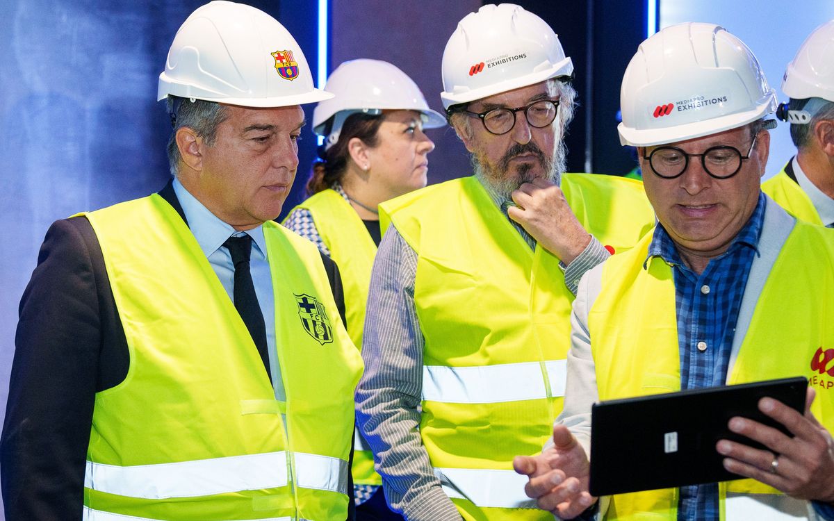 Joan Laporta and Jaume Roures visit site of temporary FC Barcelona Museum