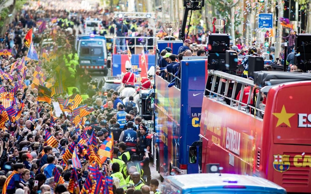 On Monday, league champions open top parade through the streets of Barcelona