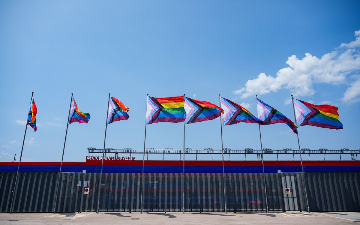 FC Barcelona celebrate LGTBIQ+ Pride Day by flying the rainbow flag