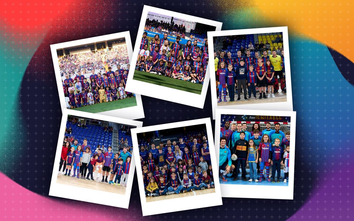 Los niños y niñas peñistas ya pueden fotografiarse con los equipos del Barça