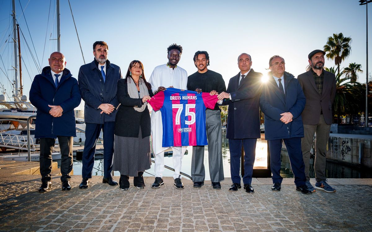 Event in support of Human Rights by Barça and its Foundation with vice-president Rafael Yuste and Jules Kounde at Barcelona Port