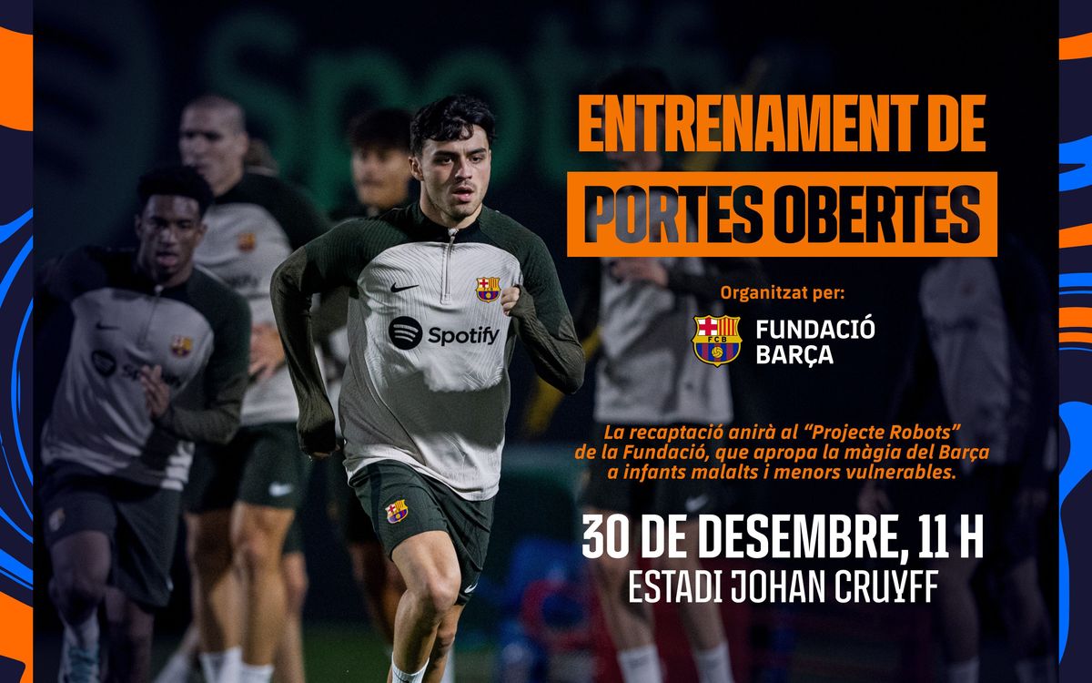 Entrenament de portes obertes del primer equip masculí, el 30 de desembre al Johan Cruyff