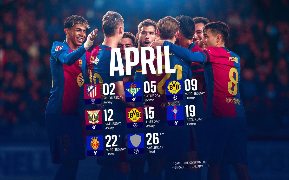 El calendario de abril del Barça.