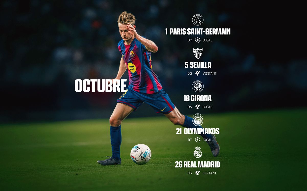 El calendari del mes d'octubre.