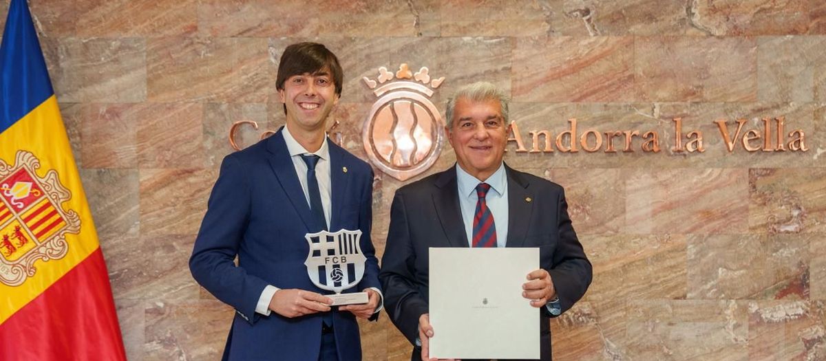 El president Laporta assisteix a la reinauguració de l’escultura ‘Gol’, a Andorra la Vella