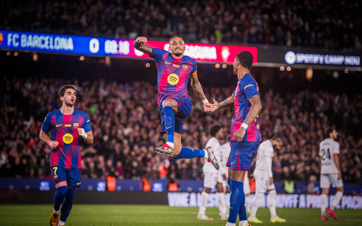 FC Barcelona - Osasuna: Raphinha pone la séptima (2-0)