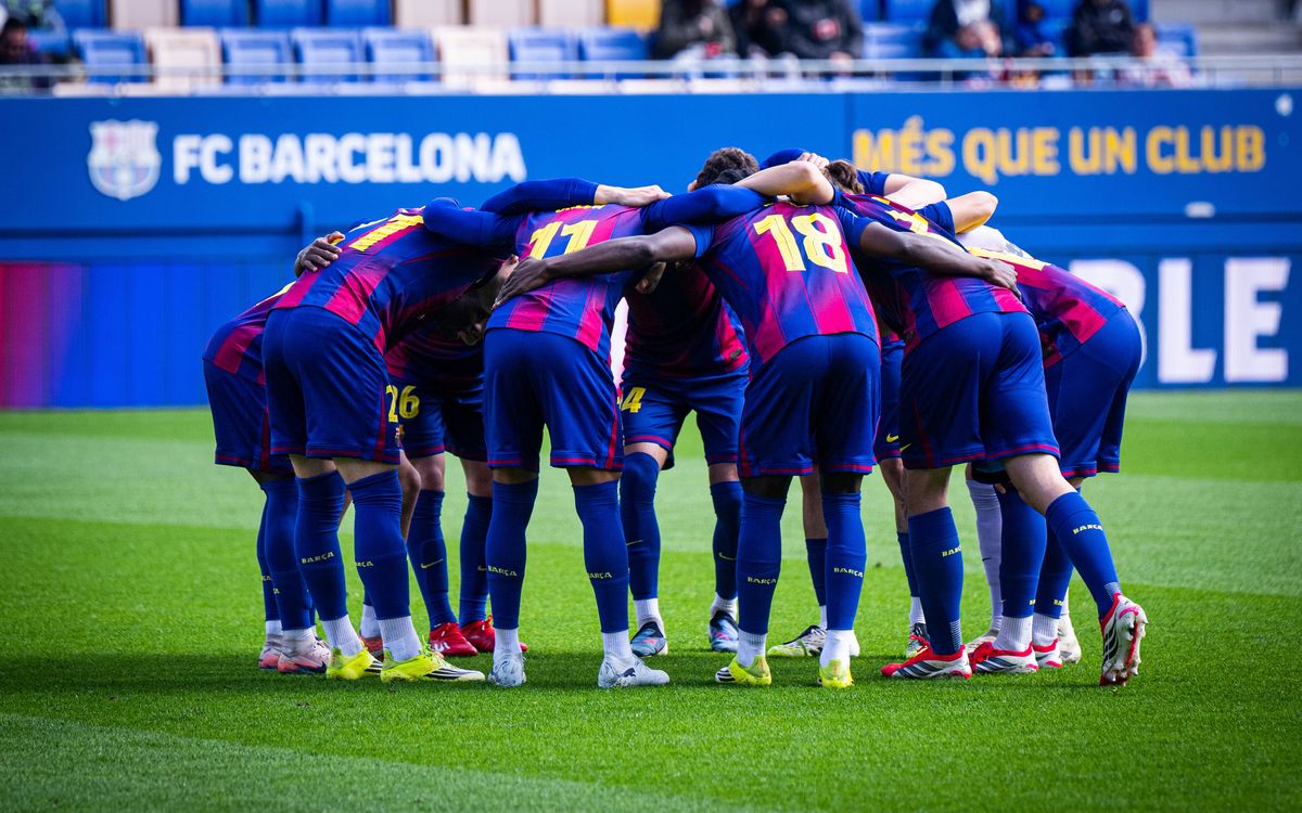 Unión del Barça Atlètic antes de recibir al Girona B en el Johan. Foto: FCB