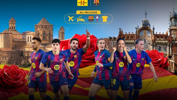 Fanion FC Barcelone Vintage Avec Portraits Cruyff Et Neeskens, Occasion
