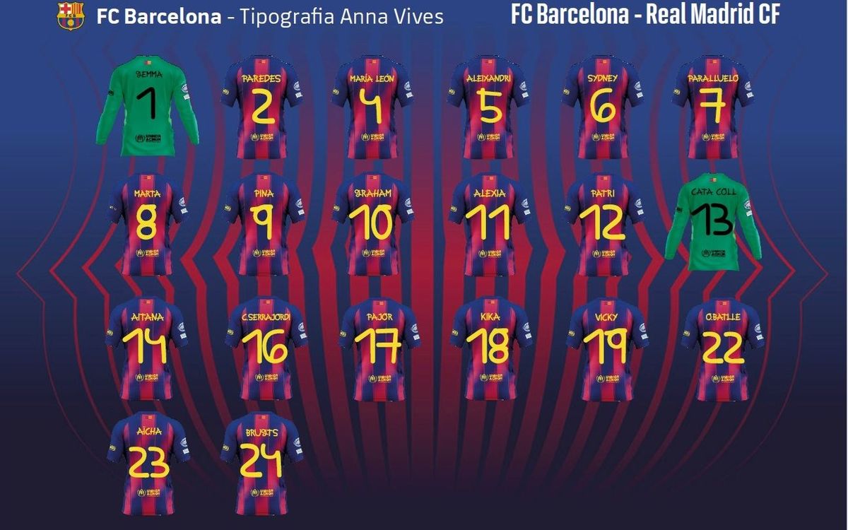 Una original tipografia a les samarretes del Barça per al partit de Champions Femenina