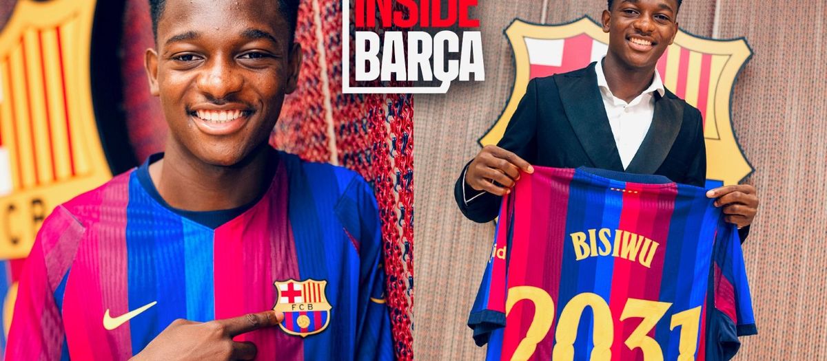 Jesse Bisiwu, presented as an FC Barcelona player