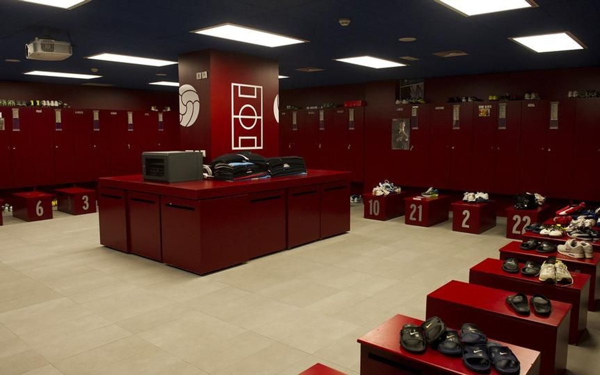 Le vestiaire du Barça au Camp Nou