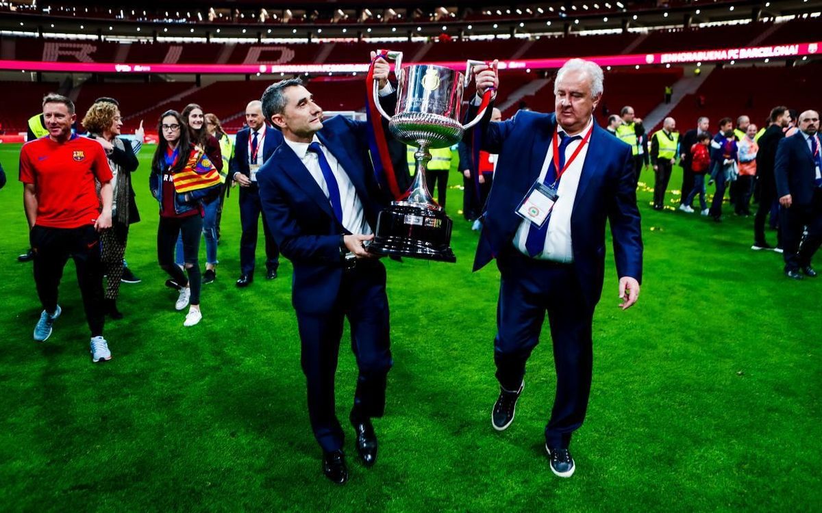 Valverde, el sexto azulgrana que gana la Copa como jugador y entrenador