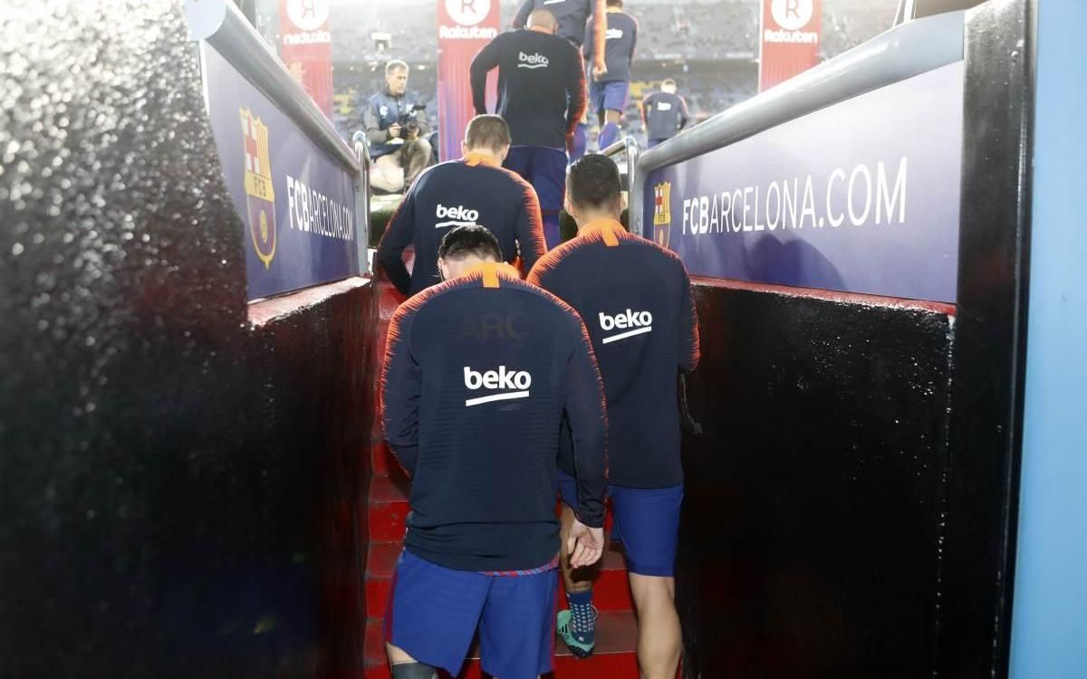 Así fue el calentamiento previo al FC Barcelona-Leganés