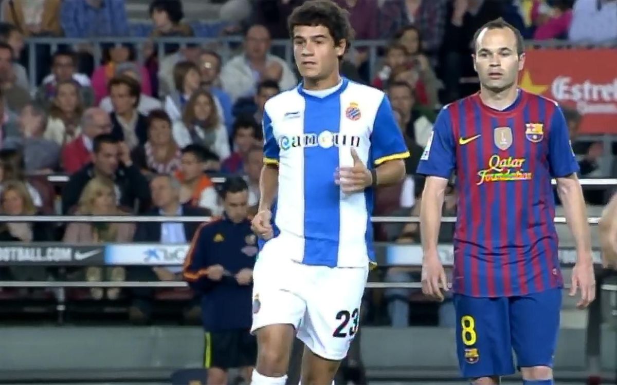 VIDEO. Coutinho's first derby at Camp Nou
