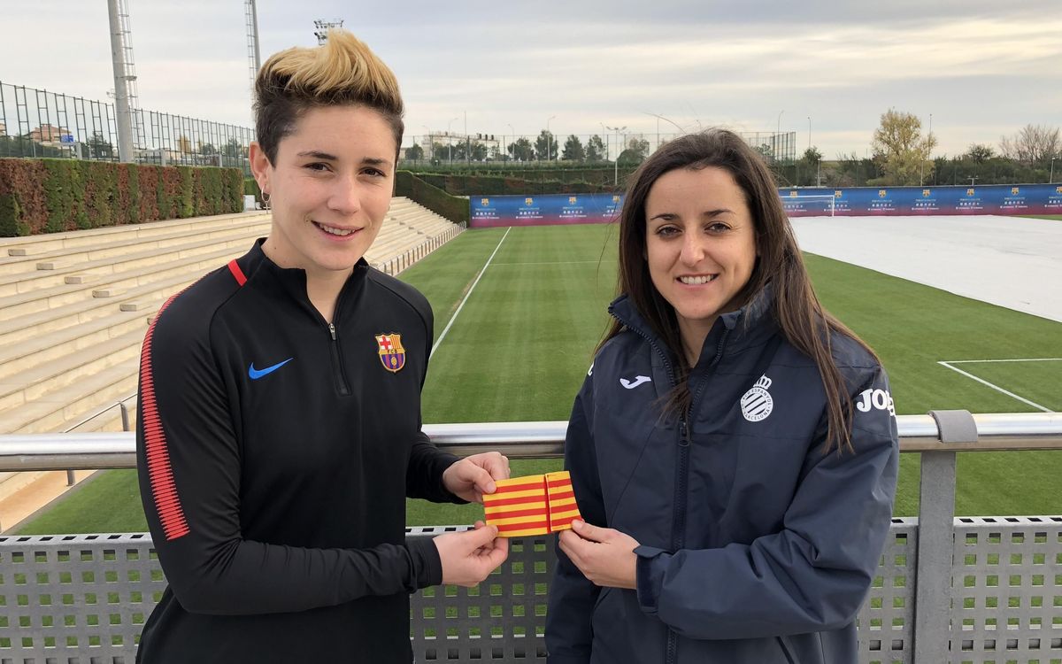 Trobada cordial entre capitanes abans del derbi