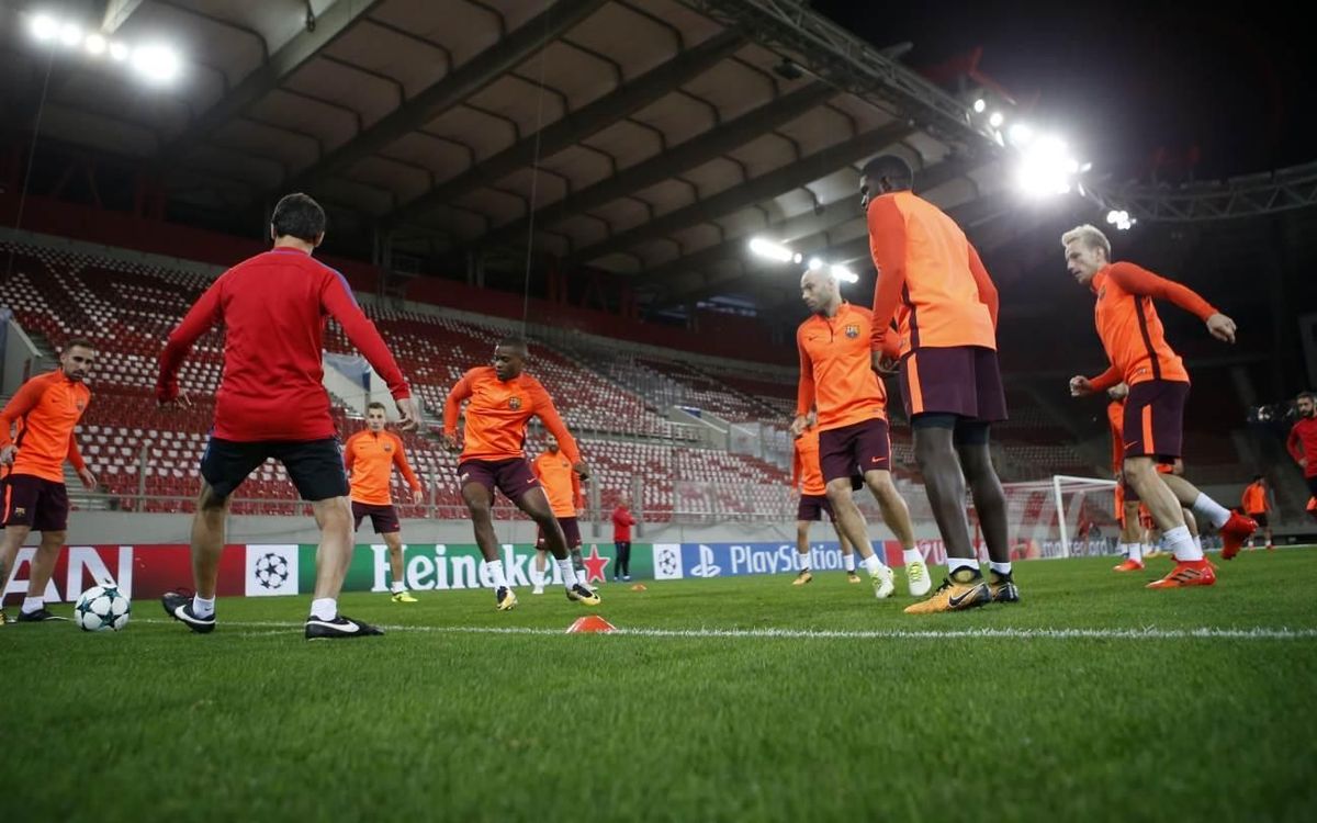 Training at the Georgios Karaiskakis stadium in Athens