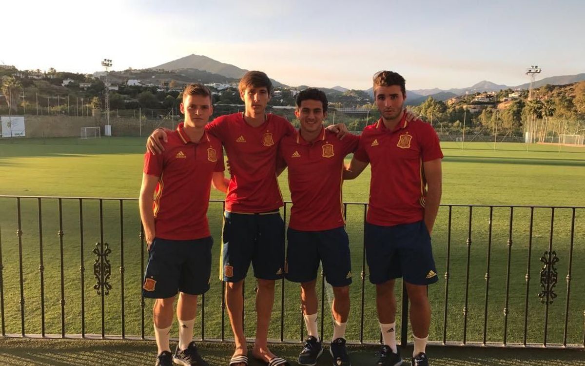 Mate, Sergio Gómez, Miranda y Abel Ruiz, en el Mundial sub17
