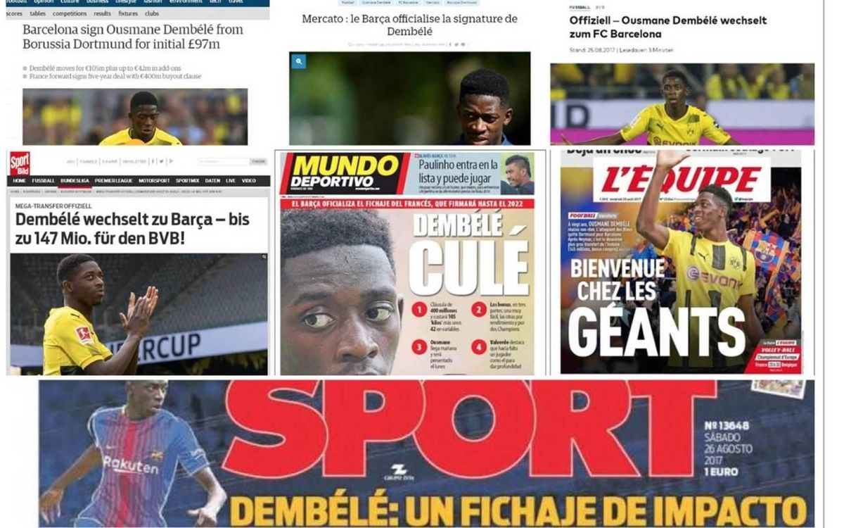 La prensa mundial se hace eco del fichaje de Dembélé