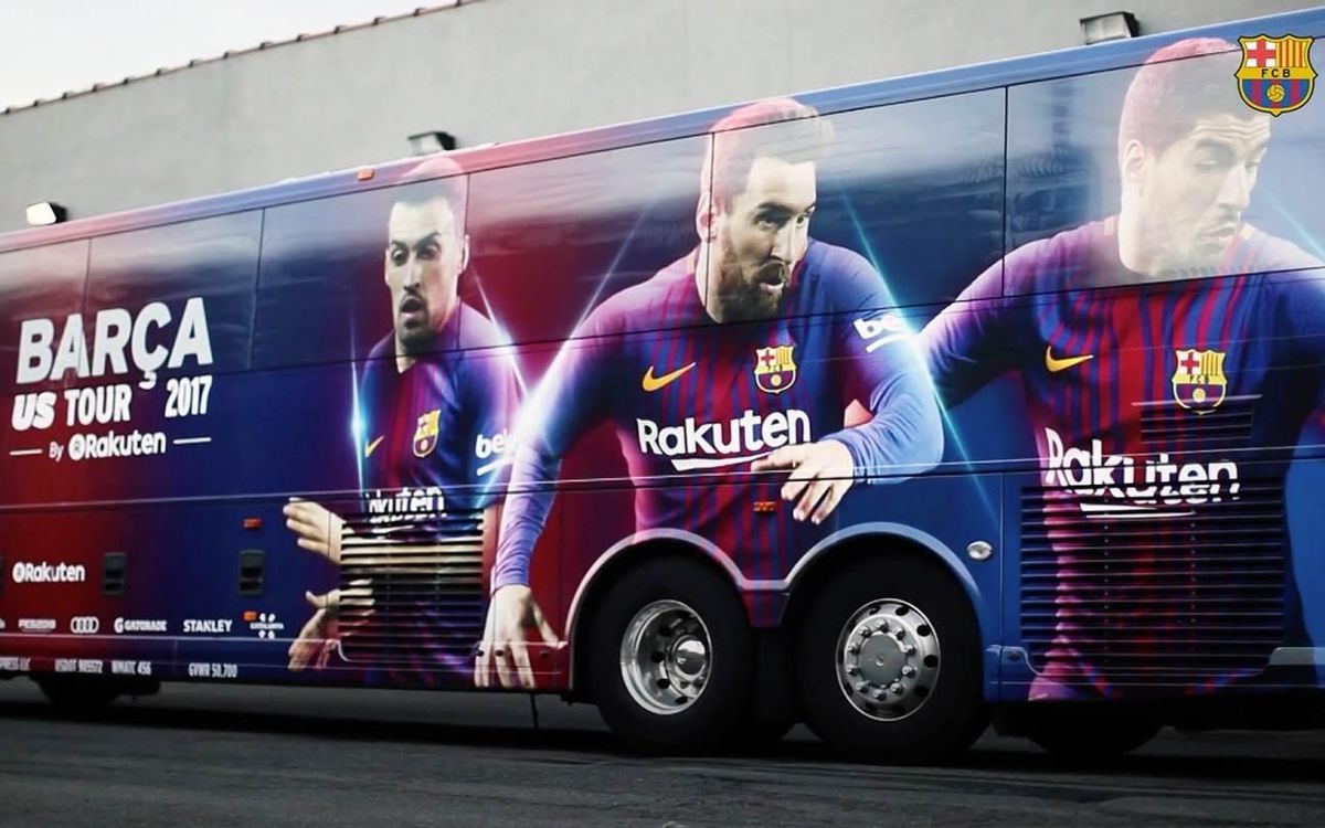 El bus del FC Barcelona per a la gira nord-americana, a punt