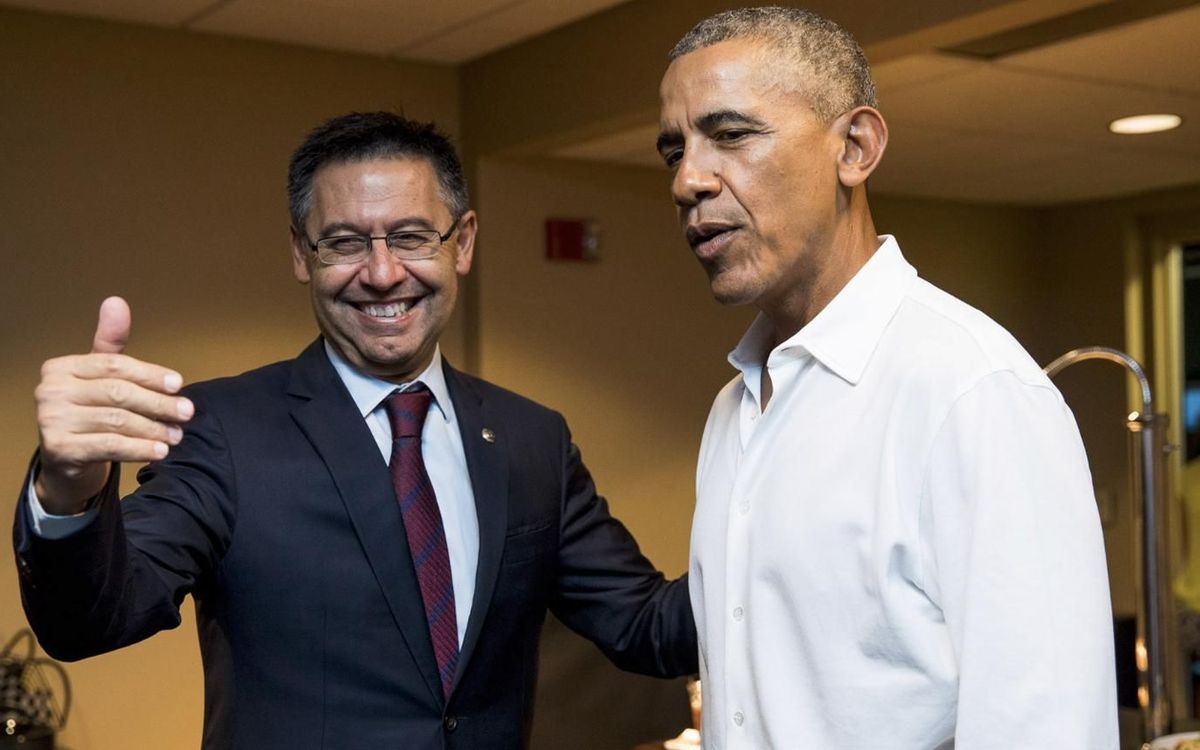 Encuentro del presidente Josep Maria Bartomeu con Barack Obama