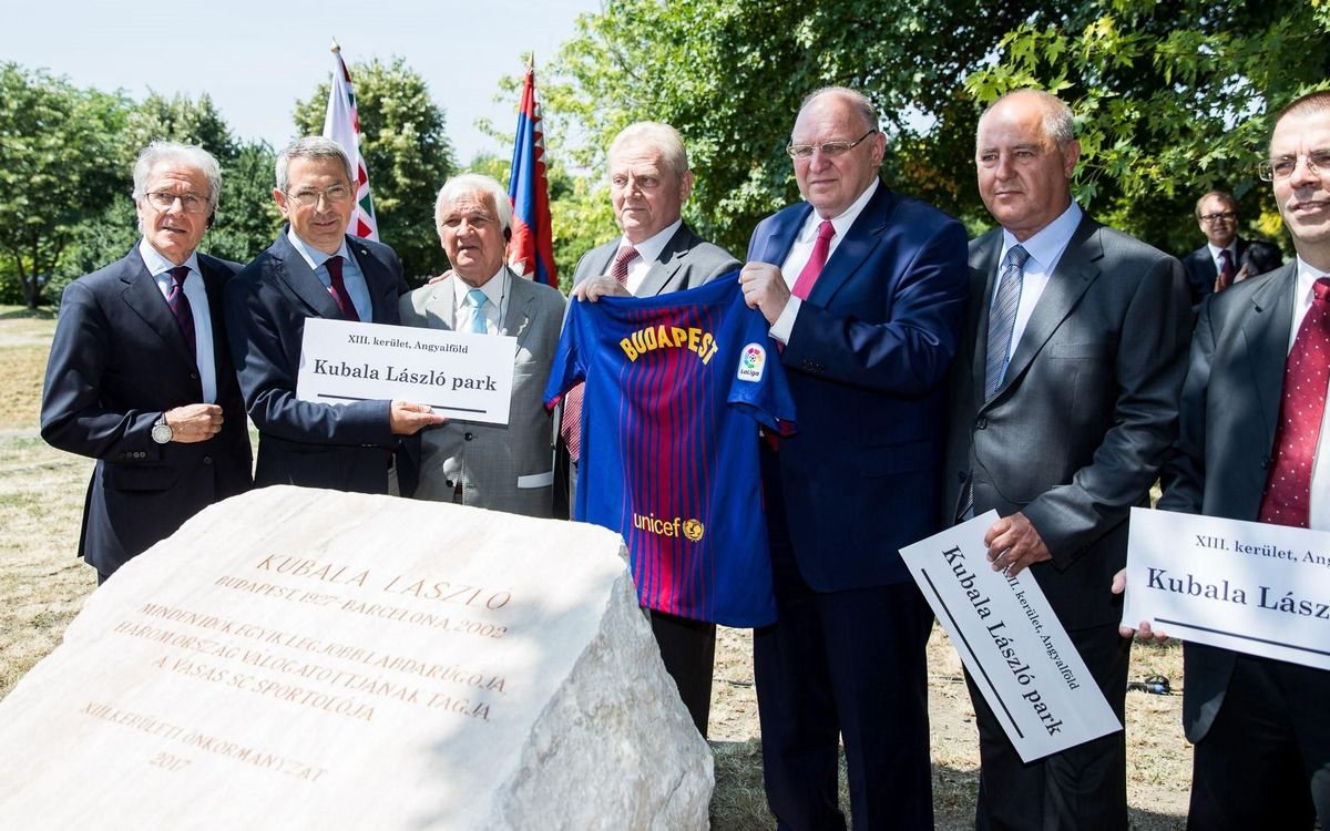 FC Barcelona present placing of the first stone at Ladislao Kubala park in Budapest