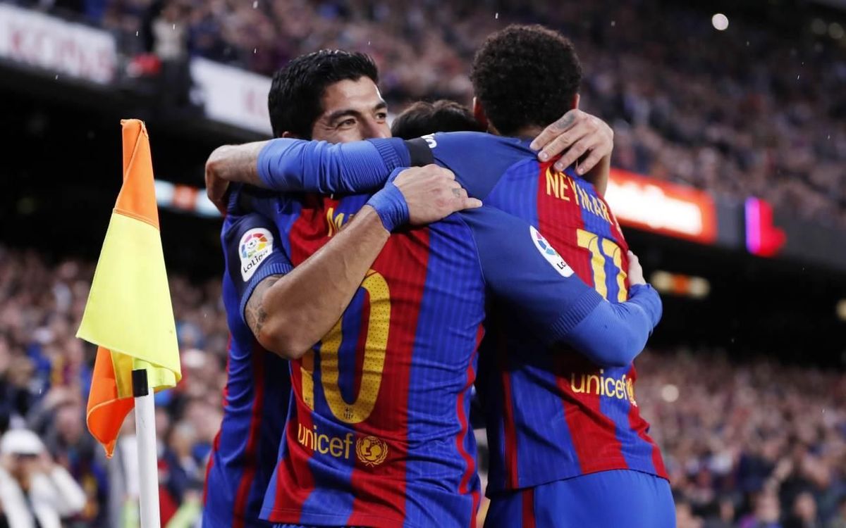 Le trio magique Messi, Suarez et Neymar, proche des 100 buts cette saison avec le FC Barcelone