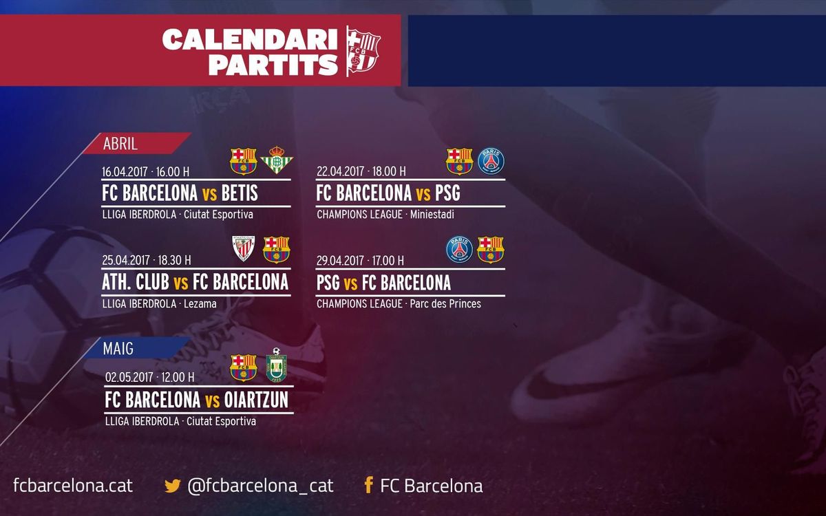 Els horaris dels propers partits del Barça Femení, confirmats