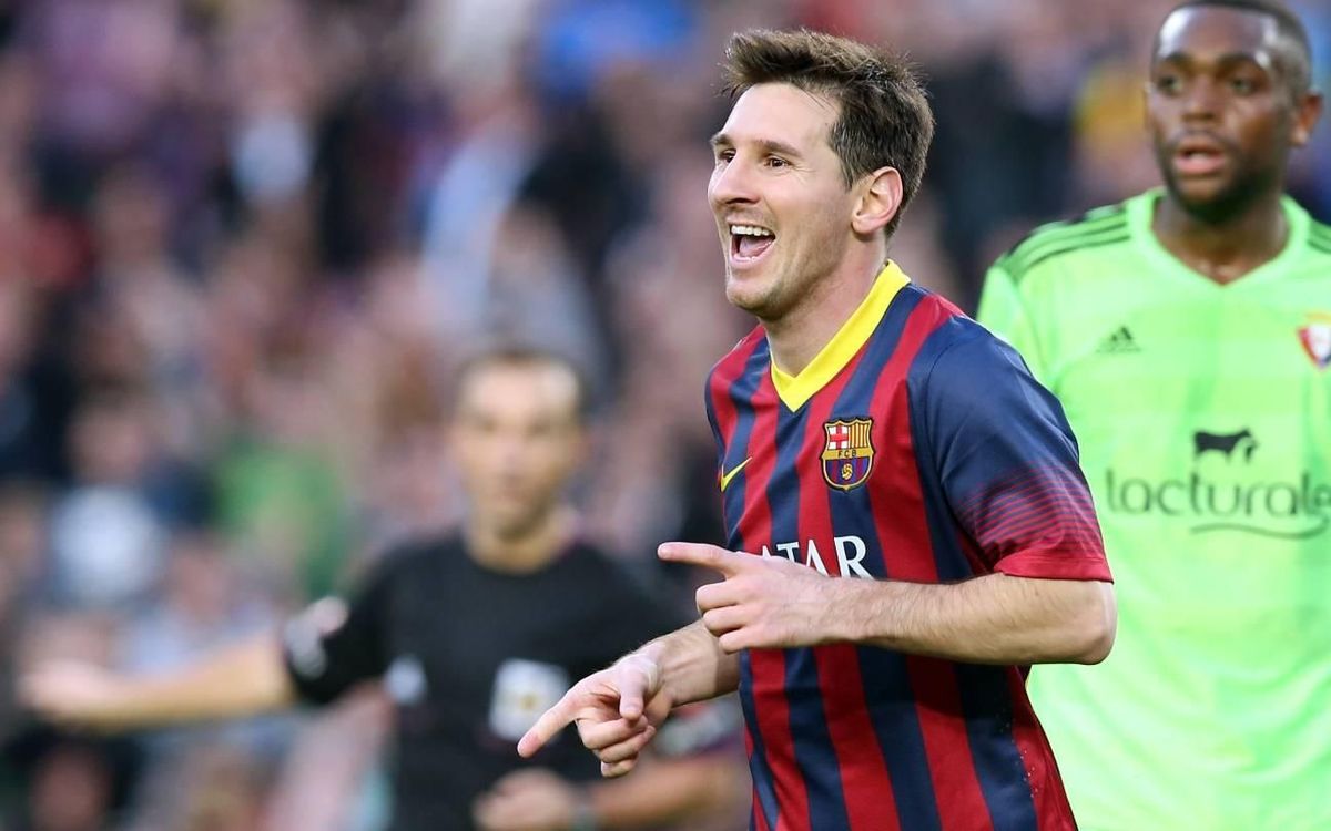 Messi's goals against Osasuna in the league at Camp Nou
